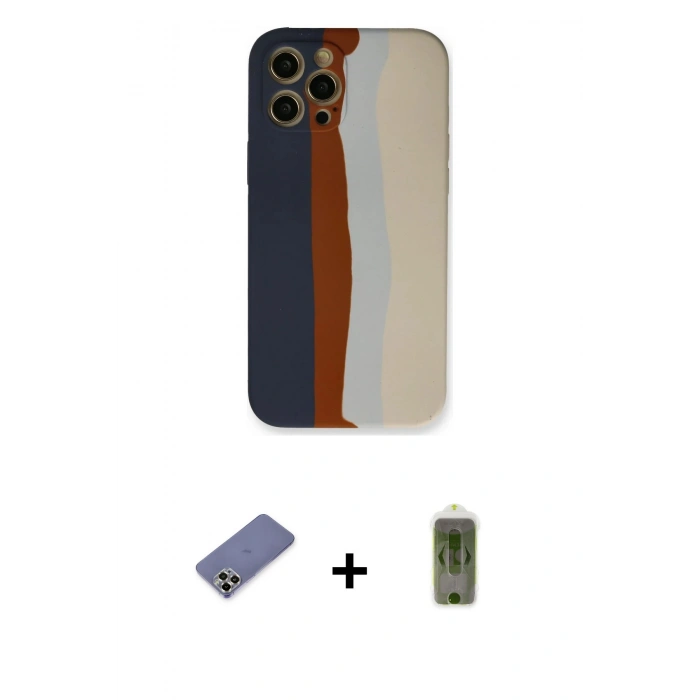 MARSİLYAN™- iPhone 12 Pro Max Kılıf Yadigar Çizgi - Siyah Joko Magic 5D Hayalet Cam + Metal Kamera Lens Koruma Cam - GD