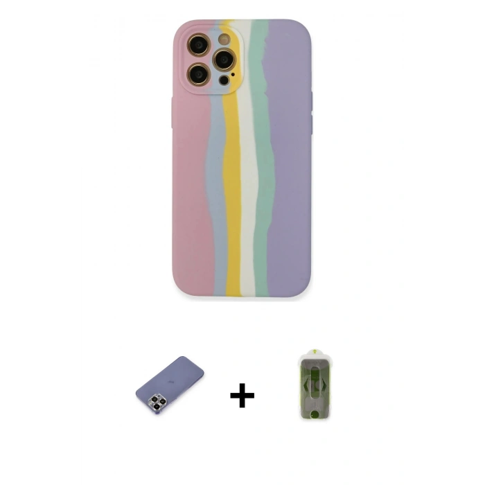 MARSİLYAN™- iPhone 12 Pro Max Kılıf Yadigar Çizgi - Siyah Joko Magic 5D Hayalet Cam + Metal Kamera Lens Koruma Cam - GD