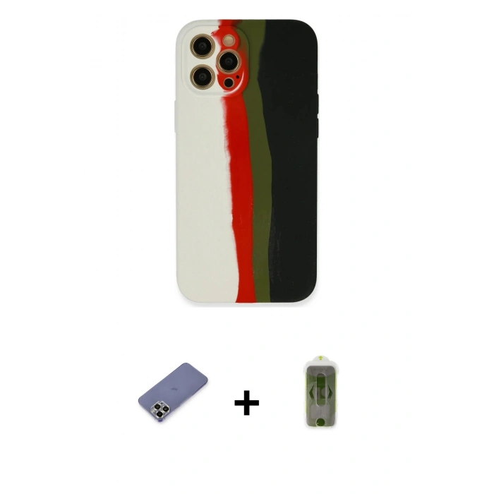 MARSİLYAN™- iPhone 12 Pro Max Kılıf Yadigar Çizgi - Siyah Joko Magic 5D Hayalet Cam + Metal Kamera Lens Koruma Cam - GD