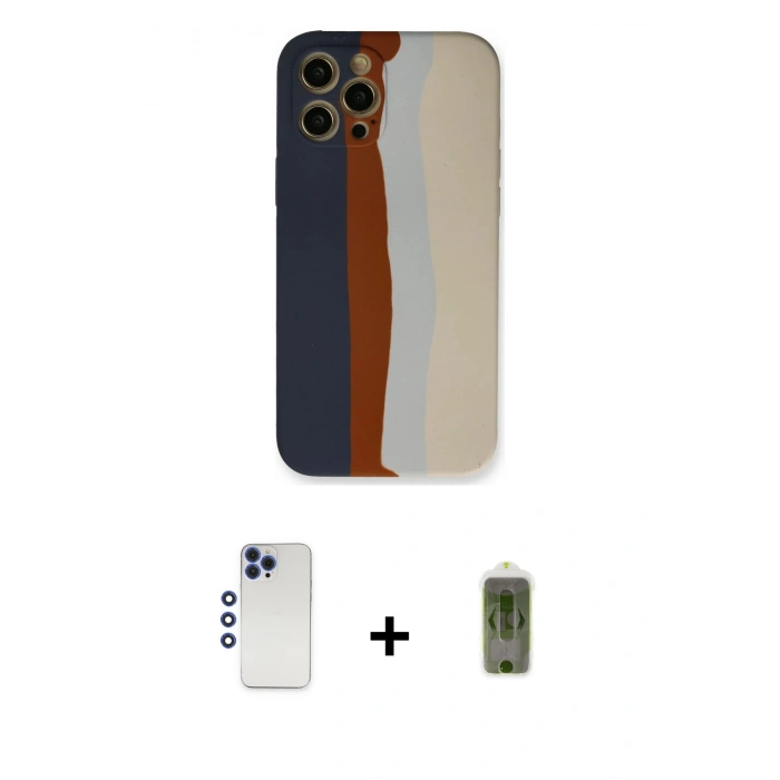 MARSİLYAN™- iPhone 12 Pro Max Kılıf Yadigar Çizgi - Siyah Joko Magic 5D Hayalet Cam + Shine Kamera Lens - LT
