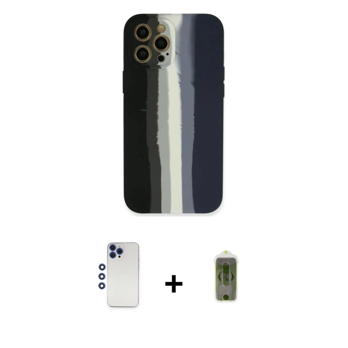 MARSİLYAN™- iPhone 12 Pro Max Kılıf Yadigar Çizgi - Siyah Joko Magic 5D Hayalet Cam + Shine Kamera Lens - LT