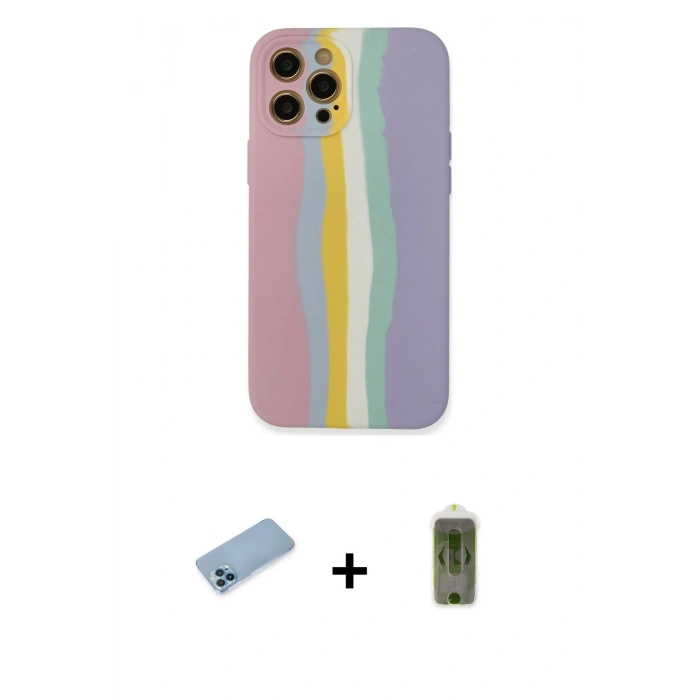 MARSİLYAN™- iPhone 12 Pro Max Kılıf Yadigar Çizgi - Siyah Joko Magic 5D Hayalet Cam + Shine Kamera Lens Koruma Cam - MI