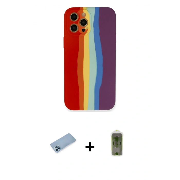 MARSİLYAN™- iPhone 12 Pro Max Kılıf Yadigar Çizgi - Siyah Joko Magic 5D Hayalet Cam + Shine Kamera Lens Koruma Cam - MI