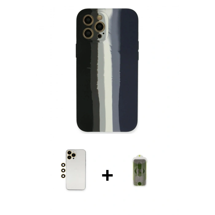 MARSİLYAN™- iPhone 12 Pro Max Kılıf Yadigar Çizgi - Siyah Joko Magic 5D Hayalet Cam + Shine Kamera Lens - GD