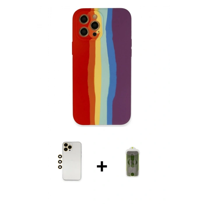 MARSİLYAN™- iPhone 12 Pro Max Kılıf Yadigar Çizgi - Siyah Joko Magic 5D Hayalet Cam + Shine Kamera Lens - GD