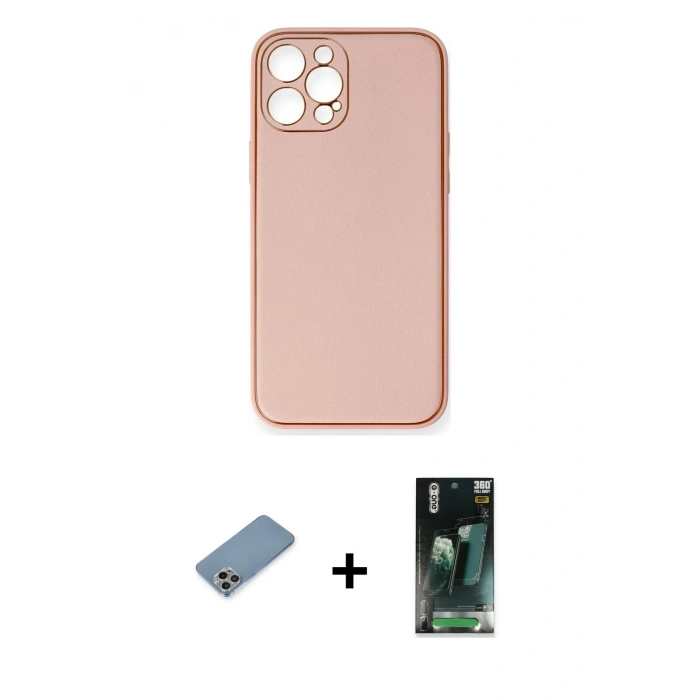 MARSİLYAN™- iPhone 12 Pro Max Kılıf Yadigar Klasik - Şeffaf 360 Full Body Arka Koruyucu + Shine Kamera Lens Koruma Cam - GI