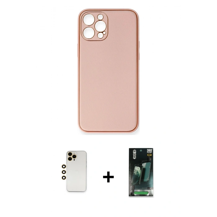 MARSİLYAN™- iPhone 12 Pro Max Kılıf Yadigar Klasik - Şeffaf 360 Full Body Arka Koruyucu + Shine Kamera Lens - GD
