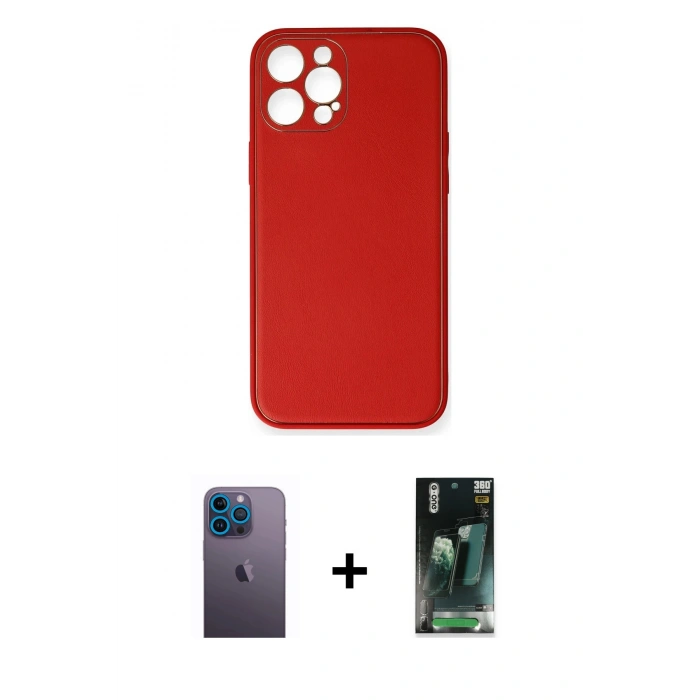 MARSİLYAN™- iPhone 12 Pro Max Kılıf Yadigar Klasik - Şeffaf 360 Full Body Arka Koruyucu + Neon Fosforlu Kamera Lens - MI
