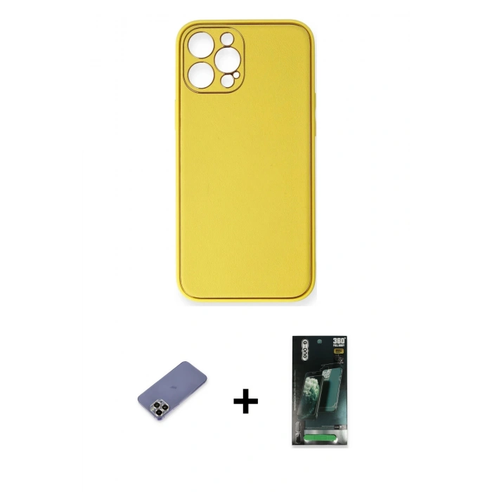 MARSİLYAN™- iPhone 12 Pro Max Kılıf Yadigar Klasik - Şeffaf 360 Full Body Arka Koruyucu + Metal Kamera Lens Koruma Cam - GD