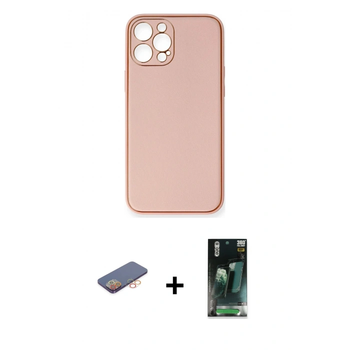 MARSİLYAN™- iPhone 12 Pro Max Kılıf Yadigar Klasik - Şeffaf 360 Full Body Arka Koruyucu + Renkli Kamera Lens Koruma Cam - TU