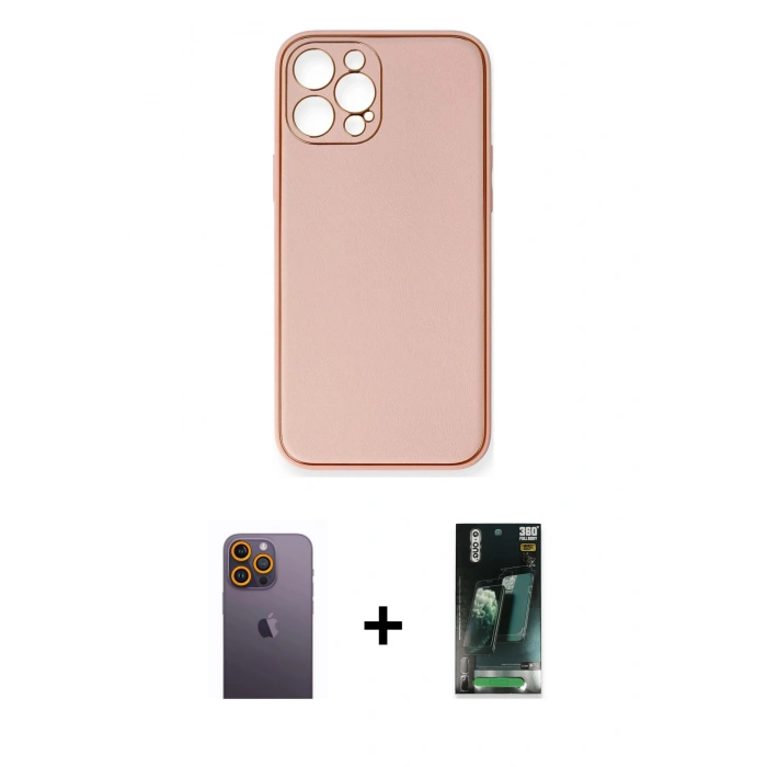 MARSİLYAN™- iPhone 12 Pro Max Kılıf Yadigar Klasik - Şeffaf 360 Full Body Arka Koruyucu + Neon Fosforlu Kamera Lens - SI
