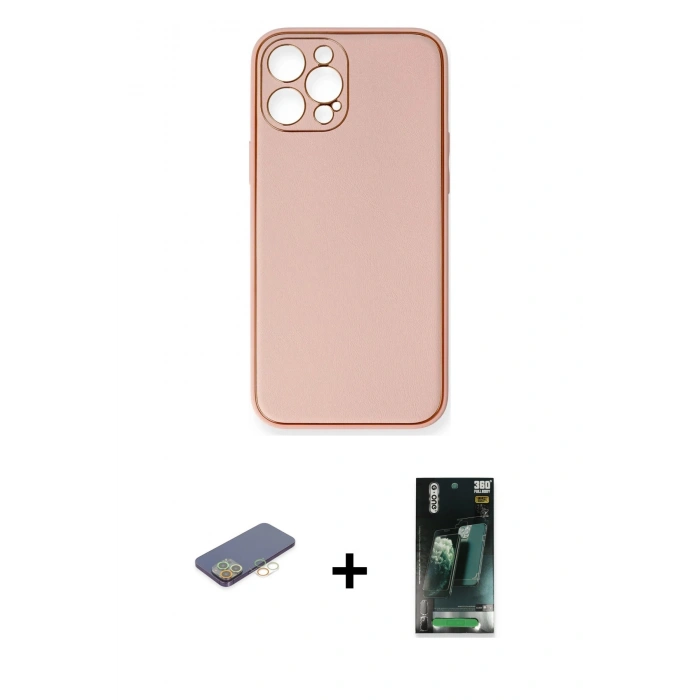 MARSİLYAN™- iPhone 12 Pro Max Kılıf Yadigar Klasik - Şeffaf 360 Full Body Arka Koruyucu + Renkli Kamera Lens Koruma Cam - SI
