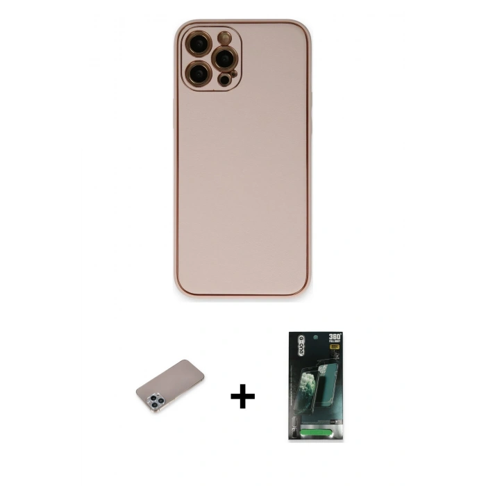 MARSİLYAN™- iPhone 12 Pro Max Kılıf Yadigar Klasik - Şeffaf 360 Full Body Arka Koruyucu + Shine Kamera Lens Koruma Cam - SABE