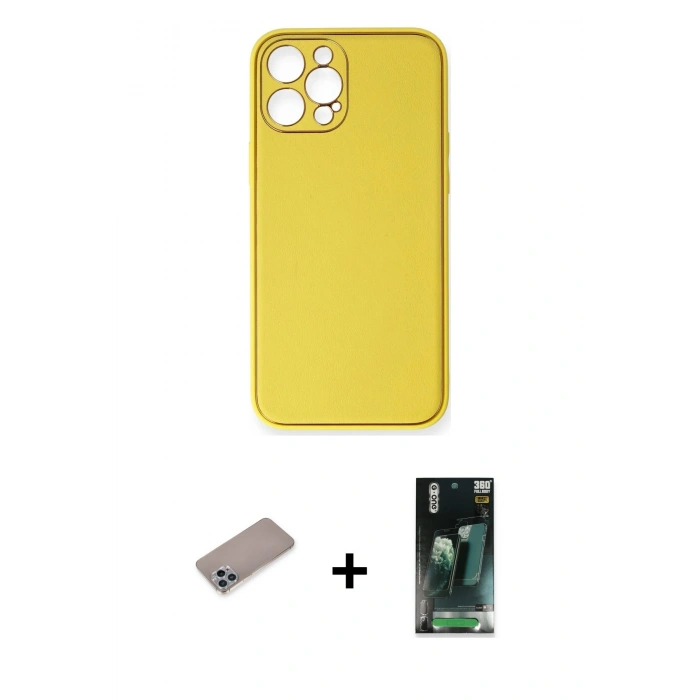 MARSİLYAN™- iPhone 12 Pro Max Kılıf Yadigar Klasik - Şeffaf 360 Full Body Arka Koruyucu + Shine Kamera Lens Koruma Cam - SABE