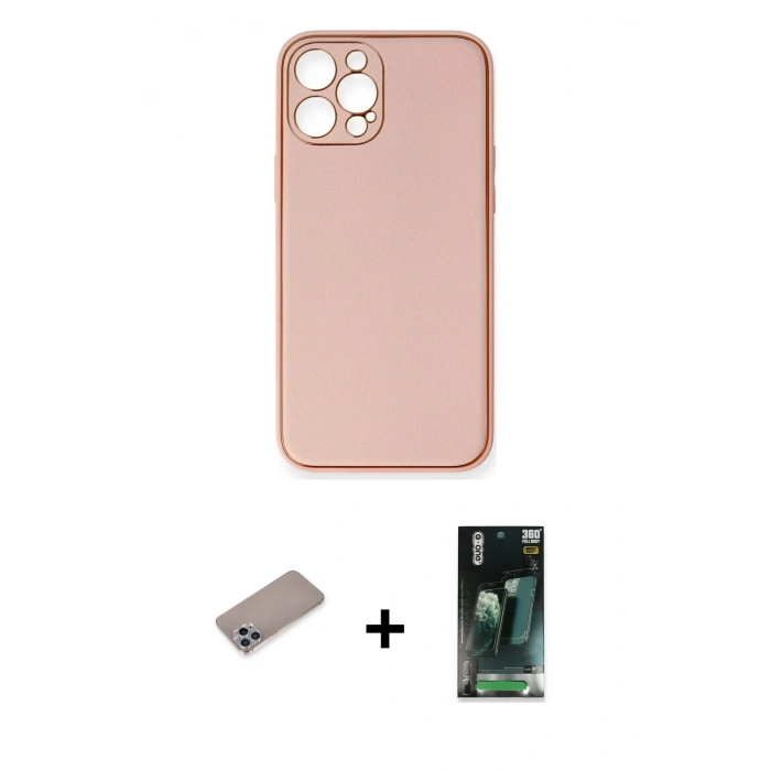 MARSİLYAN™- iPhone 12 Pro Max Kılıf Yadigar Klasik - Şeffaf 360 Full Body Arka Koruyucu + Shine Kamera Lens Koruma Cam - SABE