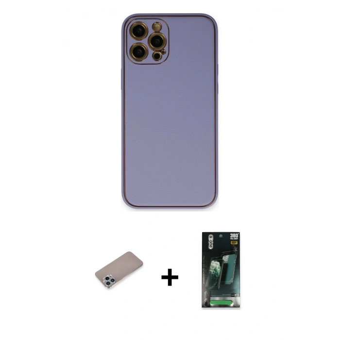 MARSİLYAN™- iPhone 12 Pro Max Kılıf Yadigar Klasik - Şeffaf 360 Full Body Arka Koruyucu + Shine Kamera Lens Koruma Cam - SABE