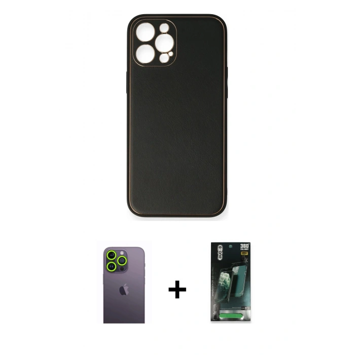 MARSİLYAN™- iPhone 12 Pro Max Kılıf Yadigar Klasik - Şeffaf 360 Full Body Arka Koruyucu + Neon Fosforlu Kamera Lens - YL