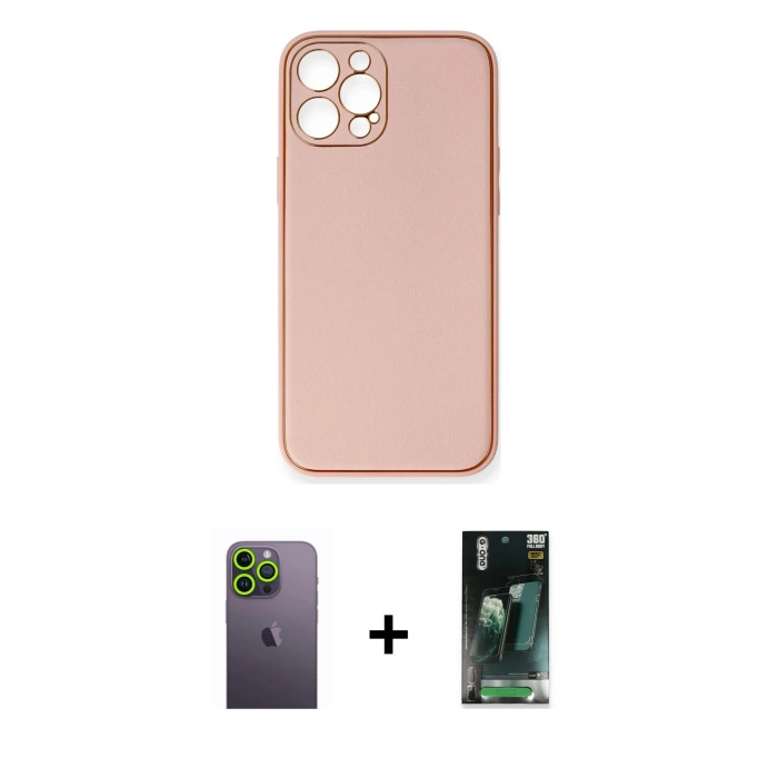 MARSİLYAN™- iPhone 12 Pro Max Kılıf Yadigar Klasik - Şeffaf 360 Full Body Arka Koruyucu + Neon Fosforlu Kamera Lens - YL