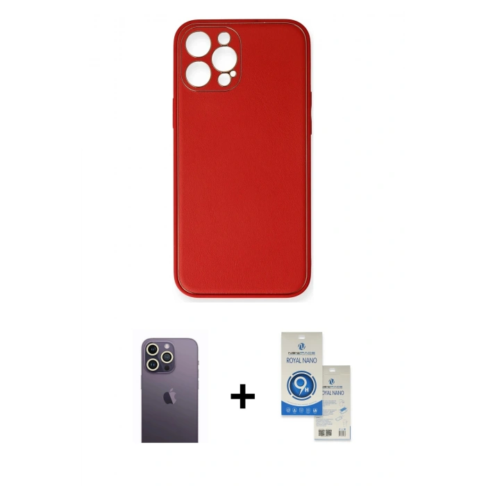 MARSİLYAN™- iPhone 12 Pro Max Kılıf Yadigar Klasik - Şeffaf Royal Nano Ekran Koruyucu + Neon Fosforlu Kamera Lens - BZ