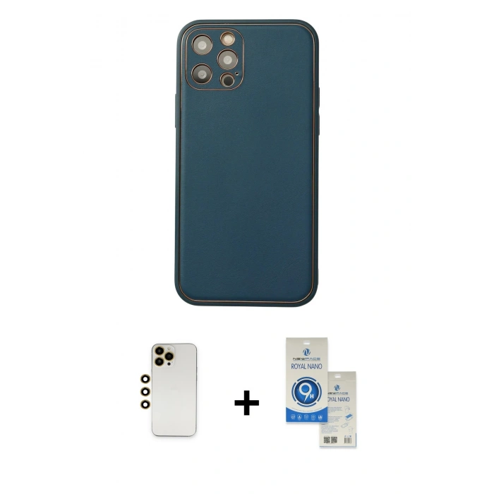 MARSİLYAN™- iPhone 12 Pro Max Kılıf Yadigar Klasik - Şeffaf Royal Nano Ekran Koruyucu + Shine Kamera Lens - GD