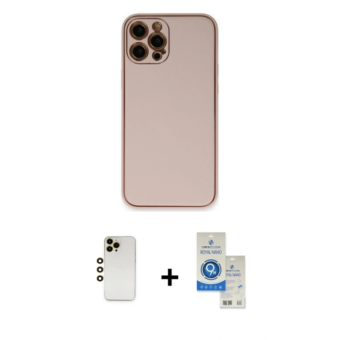 MARSİLYAN™- iPhone 12 Pro Max Kılıf Yadigar Klasik - Şeffaf Royal Nano Ekran Koruyucu + Shine Kamera Lens - GD