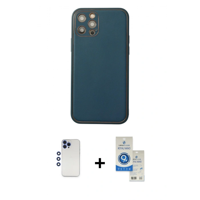 MARSİLYAN™- iPhone 12 Pro Max Kılıf Yadigar Klasik - Şeffaf Royal Nano Ekran Koruyucu + Shine Kamera Lens - LT