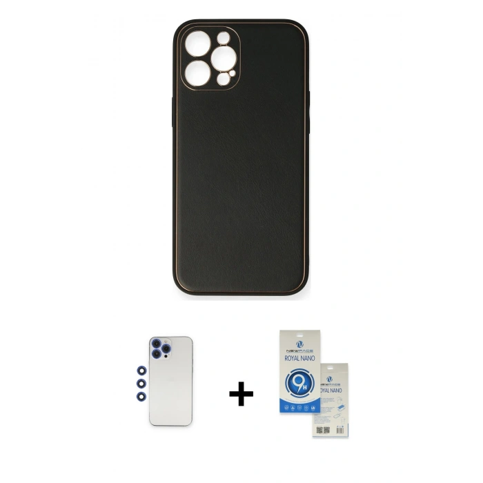 MARSİLYAN™- iPhone 12 Pro Max Kılıf Yadigar Klasik - Şeffaf Royal Nano Ekran Koruyucu + Shine Kamera Lens - LT