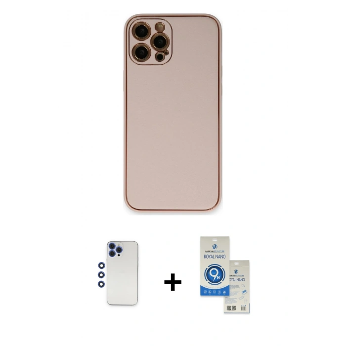 MARSİLYAN™- iPhone 12 Pro Max Kılıf Yadigar Klasik - Şeffaf Royal Nano Ekran Koruyucu + Shine Kamera Lens - LT