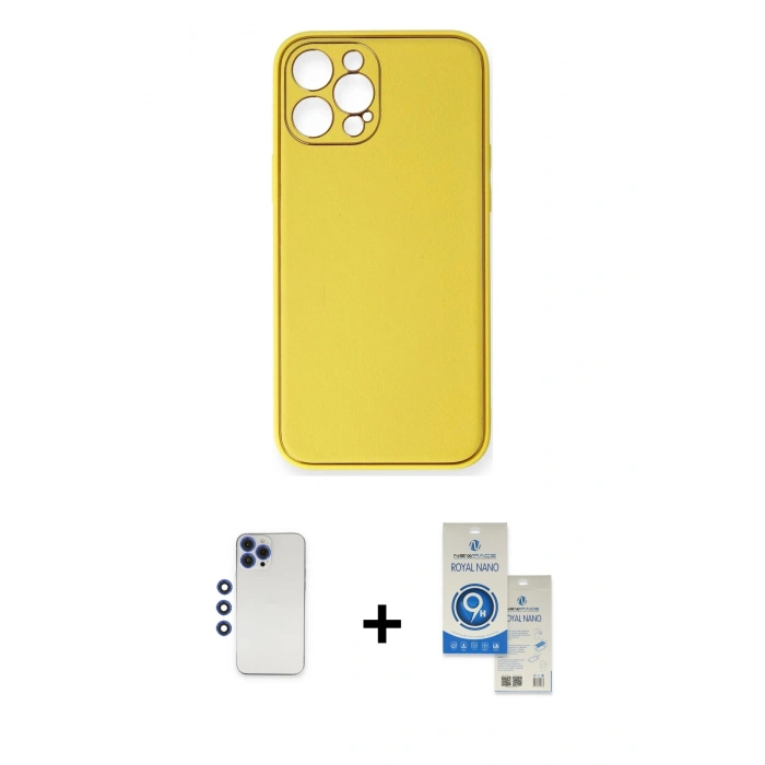 MARSİLYAN™- iPhone 12 Pro Max Kılıf Yadigar Klasik - Şeffaf Royal Nano Ekran Koruyucu + Shine Kamera Lens - LT