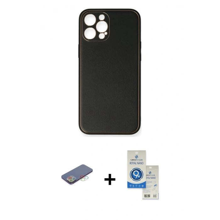 MARSİLYAN™- iPhone 12 Pro Max Kılıf Yadigar Klasik - Şeffaf Royal Nano Ekran Koruyucu + Renkli Kamera Lens Koruma Cam - MI