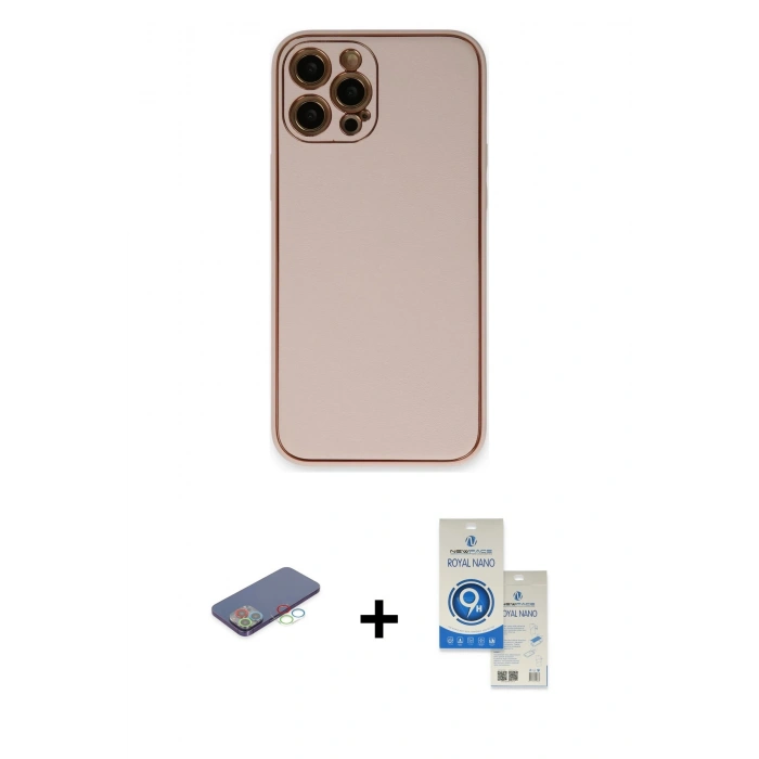 MARSİLYAN™- iPhone 12 Pro Max Kılıf Yadigar Klasik - Şeffaf Royal Nano Ekran Koruyucu + Renkli Kamera Lens Koruma Cam - MI