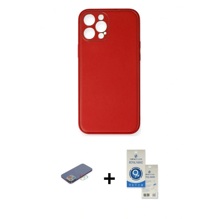 MARSİLYAN™- iPhone 12 Pro Max Kılıf Yadigar Klasik - Şeffaf Royal Nano Ekran Koruyucu + Renkli Kamera Lens Koruma Cam - MI