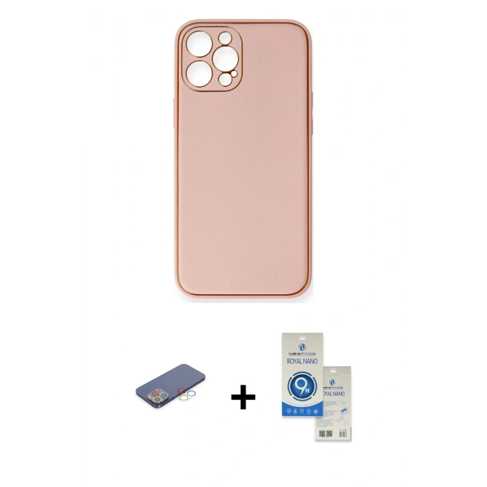MARSİLYAN™- iPhone 12 Pro Max Kılıf Yadigar Klasik - Şeffaf Royal Nano Ekran Koruyucu + Renkli Kamera Lens Koruma Cam - MI