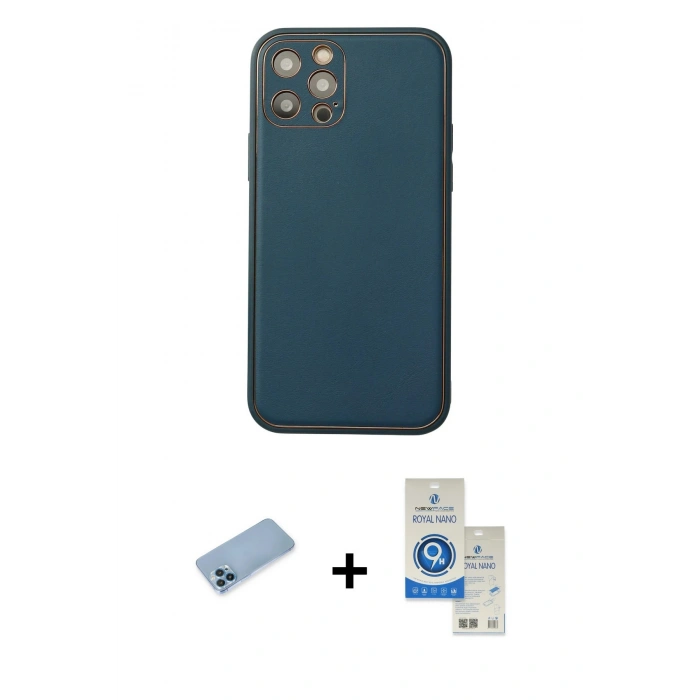 MARSİLYAN™- iPhone 12 Pro Max Kılıf Yadigar Klasik - Şeffaf Royal Nano Ekran Koruyucu + Shine Kamera Lens Koruma Cam - MI
