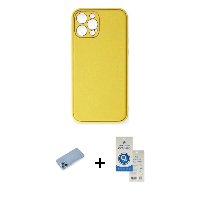 MARSİLYAN™- iPhone 12 Pro Max Kılıf Yadigar Klasik - Şeffaf Royal Nano Ekran Koruyucu + Shine Kamera Lens Koruma Cam - MI