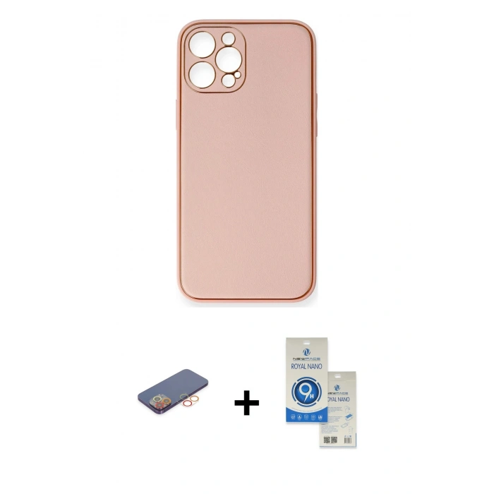 MARSİLYAN™- iPhone 12 Pro Max Kılıf Yadigar Klasik - Şeffaf Royal Nano Ekran Koruyucu + Renkli Kamera Lens Koruma Cam - TU