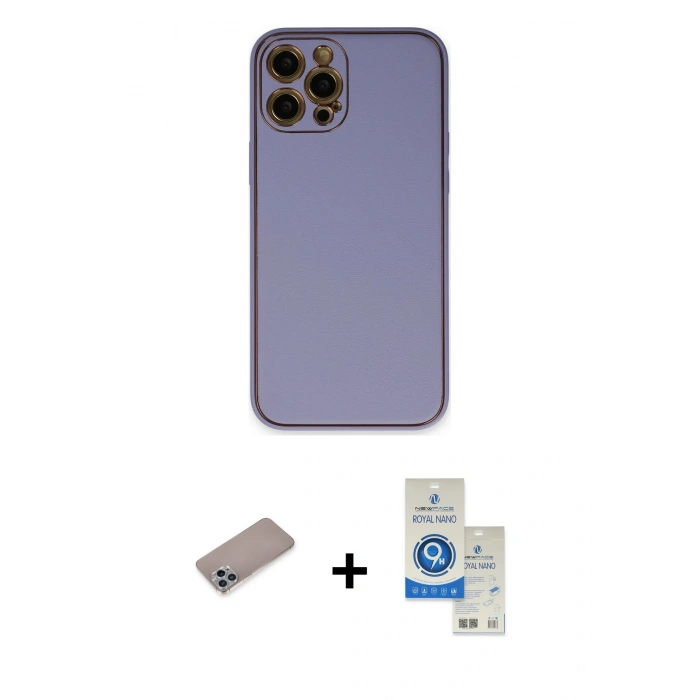 MARSİLYAN™- iPhone 12 Pro Max Kılıf Yadigar Klasik - Şeffaf Royal Nano Ekran Koruyucu + Shine Kamera Lens Koruma Cam - SABE