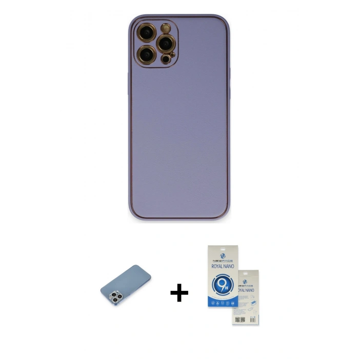 MARSİLYAN™- iPhone 12 Pro Max Kılıf Yadigar Klasik - Şeffaf Royal Nano Ekran Koruyucu + Shine Kamera Lens Koruma Cam - GS