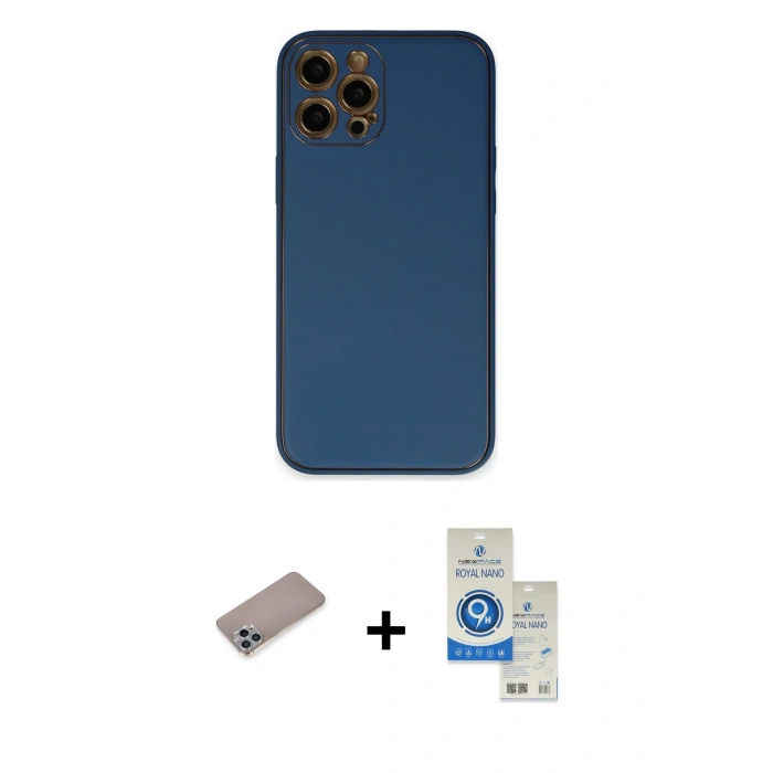 MARSİLYAN™- iPhone 12 Pro Max Kılıf Yadigar Klasik - Şeffaf Royal Nano Ekran Koruyucu + Shine Kamera Lens Koruma Cam - SABE