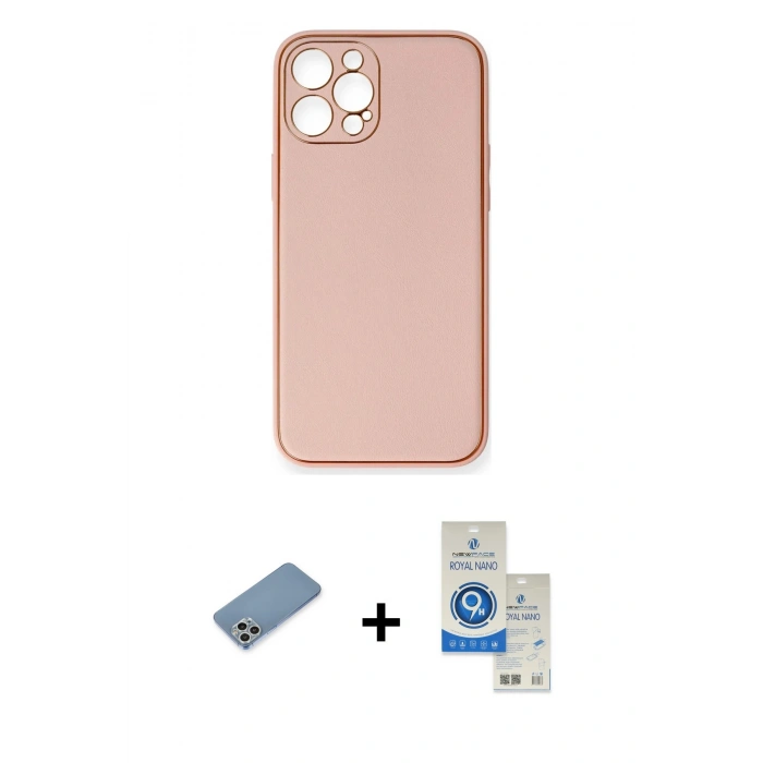 MARSİLYAN™- iPhone 12 Pro Max Kılıf Yadigar Klasik - Şeffaf Royal Nano Ekran Koruyucu + Shine Kamera Lens Koruma Cam - GS