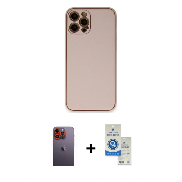 MARSİLYAN™- iPhone 12 Pro Max Kılıf Yadigar Klasik - Şeffaf Royal Nano Ekran Koruyucu + Neon Fosforlu Kamera Lens - TU