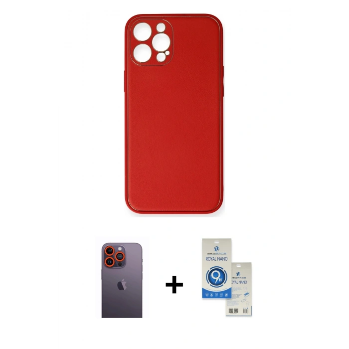 MARSİLYAN™- iPhone 12 Pro Max Kılıf Yadigar Klasik - Şeffaf Royal Nano Ekran Koruyucu + Neon Fosforlu Kamera Lens - TU
