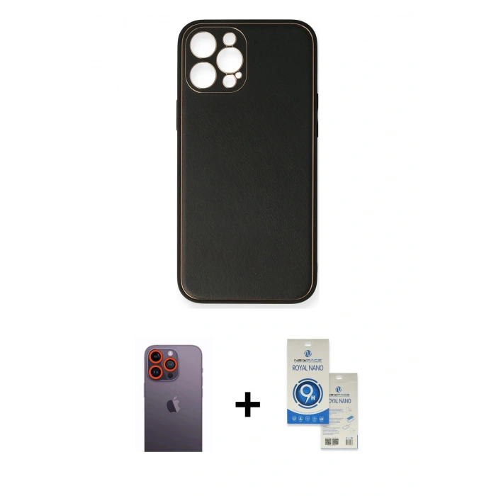MARSİLYAN™- iPhone 12 Pro Max Kılıf Yadigar Klasik - Şeffaf Royal Nano Ekran Koruyucu + Neon Fosforlu Kamera Lens - TU