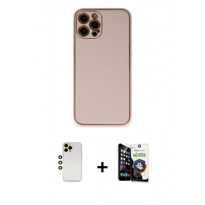 MARSİLYAN™- iPhone 12 Pro Max Kılıf Yadigar Klasik - Şeffaf Temperli Cam Ekran Koruyucu + Shine Kamera Lens - GD