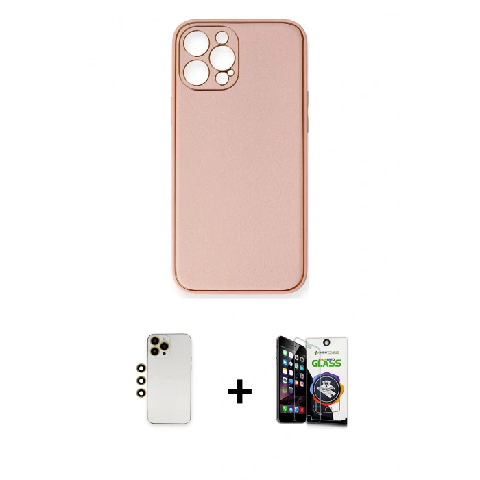 MARSİLYAN™- iPhone 12 Pro Max Kılıf Yadigar Klasik - Şeffaf Temperli Cam Ekran Koruyucu + Shine Kamera Lens - GD