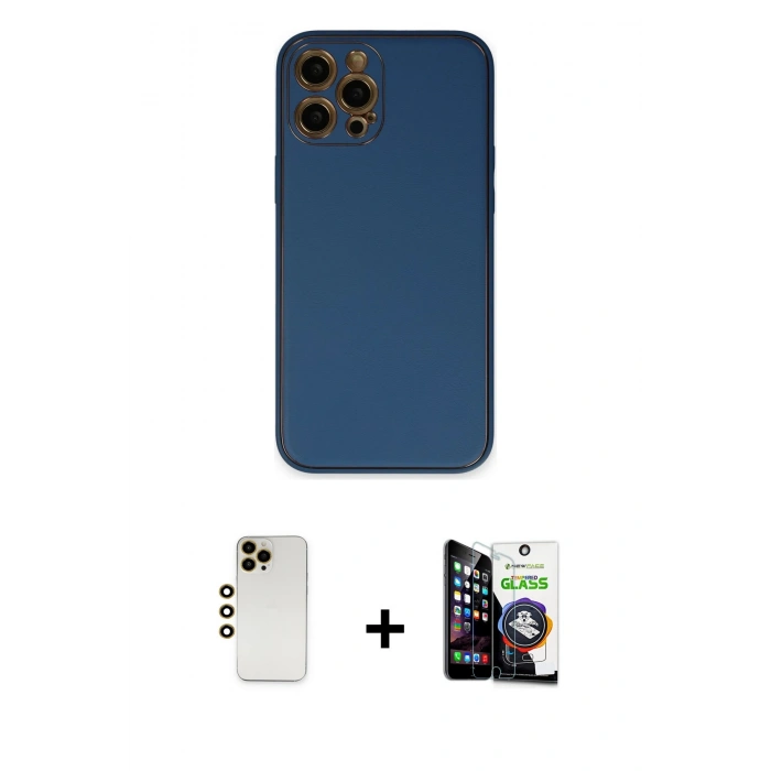 MARSİLYAN™- iPhone 12 Pro Max Kılıf Yadigar Klasik - Şeffaf Temperli Cam Ekran Koruyucu + Shine Kamera Lens - GD