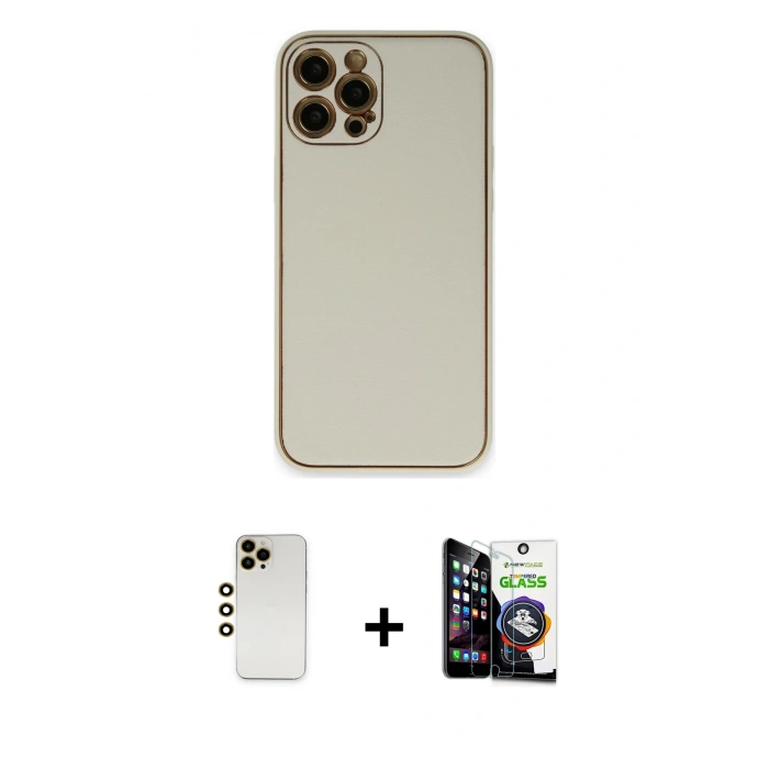 MARSİLYAN™- iPhone 12 Pro Max Kılıf Yadigar Klasik - Şeffaf Temperli Cam Ekran Koruyucu + Shine Kamera Lens - GD