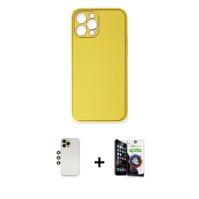 MARSİLYAN™- iPhone 12 Pro Max Kılıf Yadigar Klasik - Şeffaf Temperli Cam Ekran Koruyucu + Shine Kamera Lens - GD