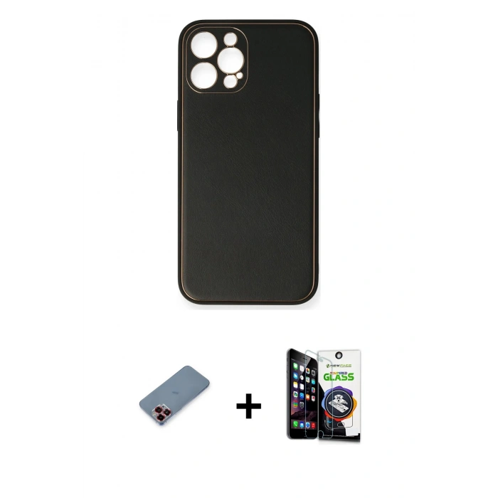 MARSİLYAN™- iPhone 12 Pro Max Kılıf Yadigar Klasik - Şeffaf Temperli Cam Ekran Koruyucu + Metal Kamera Lens Koruma Cam - KI