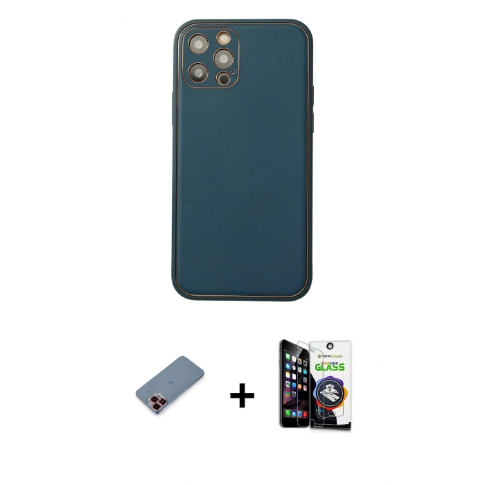 MARSİLYAN™- iPhone 12 Pro Max Kılıf Yadigar Klasik - Şeffaf Temperli Cam Ekran Koruyucu + Metal Kamera Lens Koruma Cam - KI